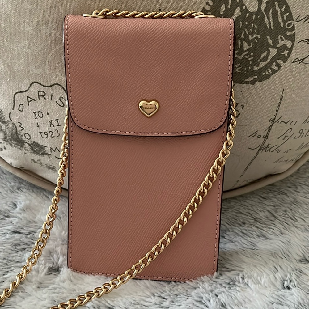 Coach Heart-Embellished Pink  Crossbody Bag